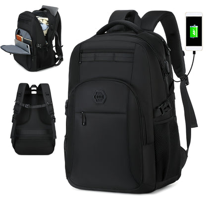 Travel Laptop Backpack, Business Slim Durable Laptop Backpack With USB Charging Port And Trolley Cover, Male And Female College High School Laptop Bag For 15.6 Inch Laptop