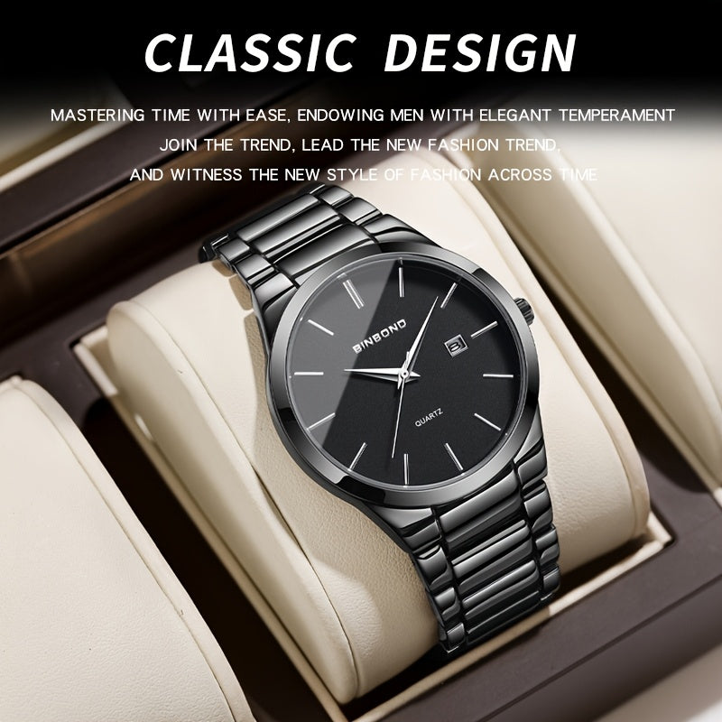 Men's quartz watch alloy strap watch calendar watch sports leisure waterproof Men's watch