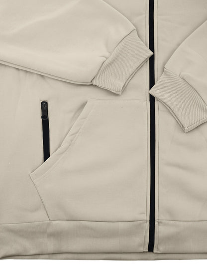 2pcs Men's Solid Color Hooded Long Sleeve Sweatshirt + Pants Set, Casual Co-ord Sports Fitness Set