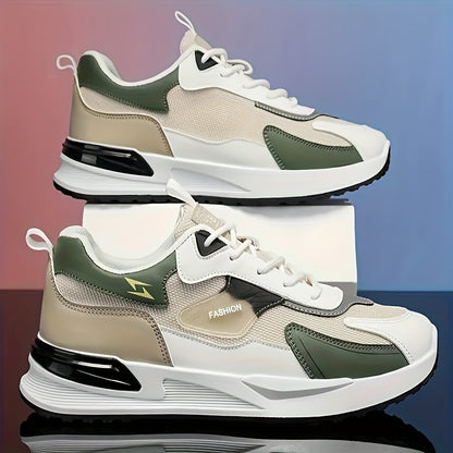 Men'S Breathable Running Sneakers with Gradient Design - Low-Top Lace-Up Casual Shoes, Durable PVC Sole, EVA Insole, Fashionable Black & White Patterns, Ideal for All Seasons Outdoor Activities