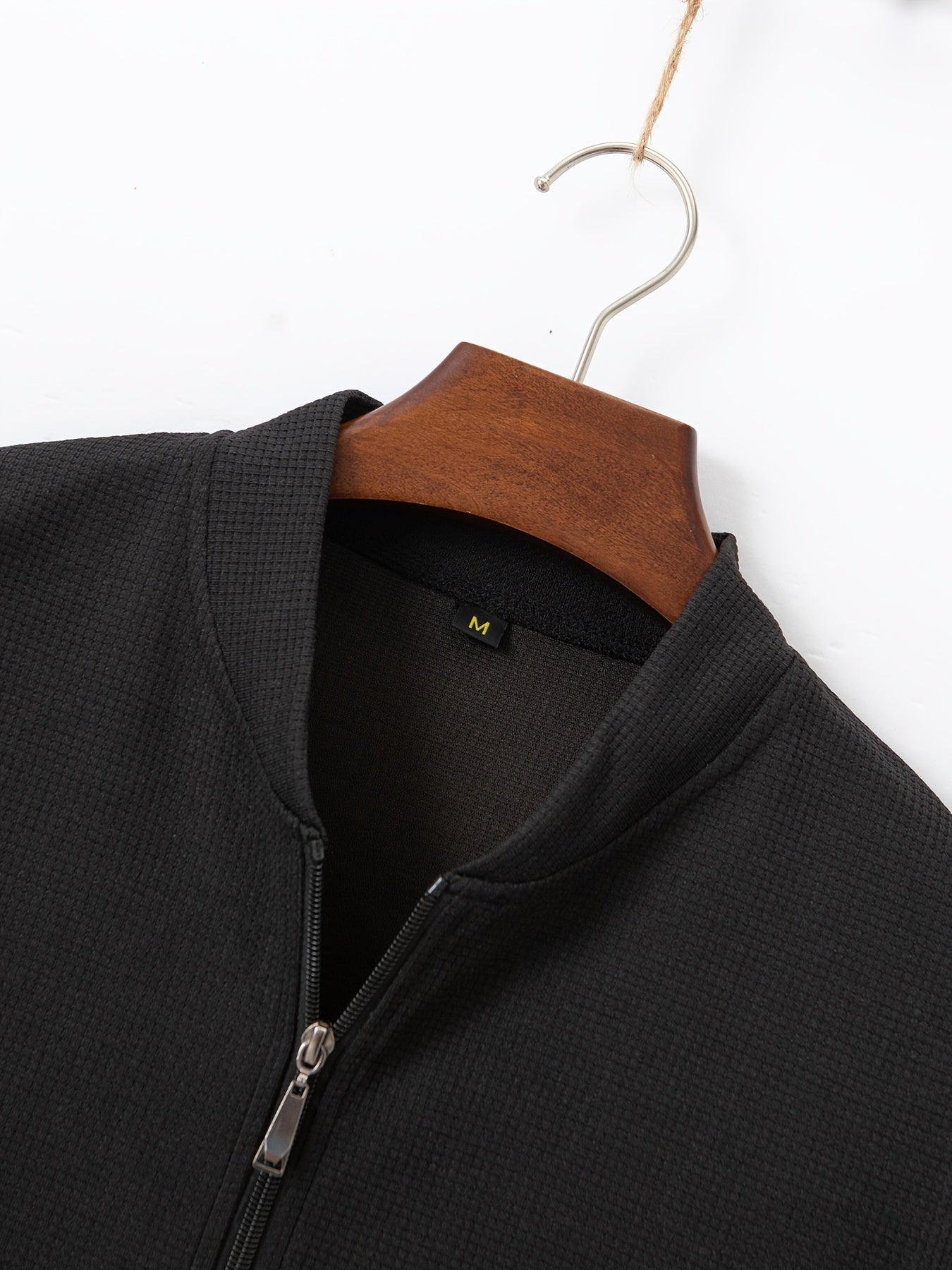 Baseball Collar Jacket and Pants Set in Waffle Fabric