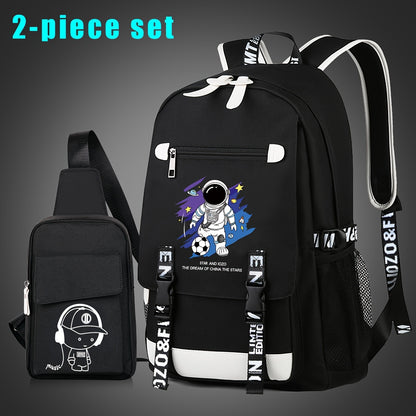 2pcs/set Luminous Men's Backpacks, Casual College Backpacks, Simple Cool Large Capacity Backpacks, Travel Computer Bag