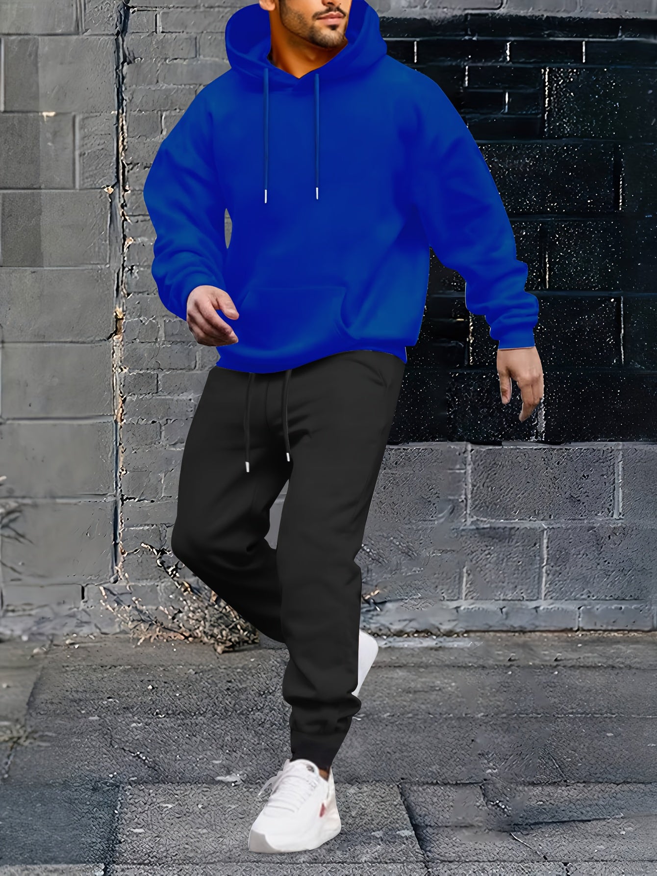 2pcs, Men's Solid Color Hoodie And Joggers Set For Spring And Fall