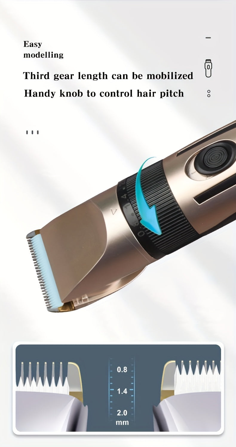 HIENA Multi-Purpose Electric Hair Clipper Kit - Sleek Metallic Finish, USB Rechargeable with 320mAh Lithium Battery, Includes 4 Combs & Cleaning Brush, Ideal for Body, Leg & Private Grooming, Personal Grooming Kit|Professiona