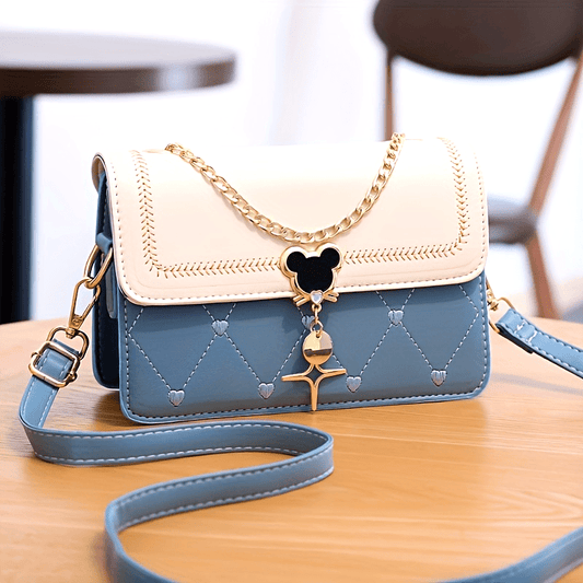 Fashion Crossbody Bag, Women's Embroidery Flap Purse, Chain Decor Shoulder Bag