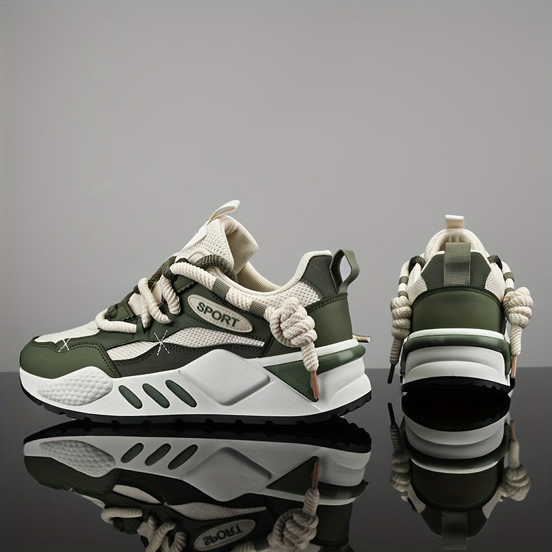 Double Lace Trendy Platform Sneakers, Soft Sole Comfy Jogging Shoes For All Seasons