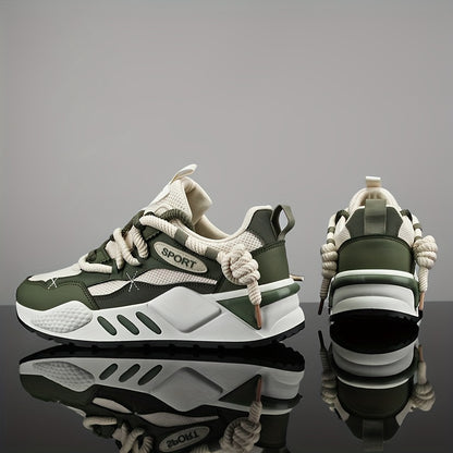 Double Lace Trendy Platform Sneakers, Soft Sole Comfy Jogging Shoes For All Seasons