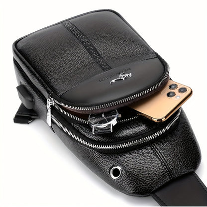 Men's Chest Bag Crossbody Shoulder Bag Small Fanny Pack Fashion Casual PU Leather Men's Satchel