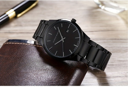Fashion Casual Watch, Classic Simple Black Calendar Quartz Movement Stainless Steel Strap, Suitable For Daily Outdoor Leisure Business Men's Watch