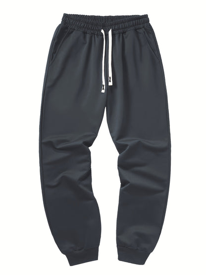 Men's Long Sleeve Hooded Sweatshirt + Threaded Sweatpants Set Spring and Autumn Solid Color Pullover Regular Long Sleeve T-shirt and Pants Belt Drawstring Casual Sports Trousers Two-piece Set