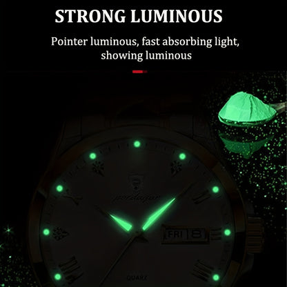 Luminous Calendar Men's Quartz Watch Business Sports Teenagers Trend Stainless Steel Student Wristwatches, Ideal choice for Gifts Christmas Gift Valentine's Day