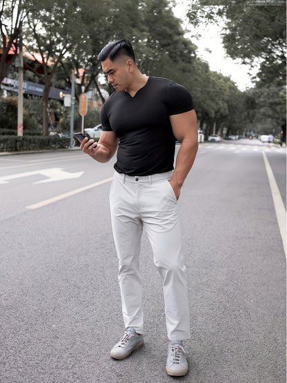 Men's Quick-Dry Gym T-Shirt - Muscle Crew Neck Workout Shirt, Stretch Athletic Tee for Weightlifting, Running, Training - Non-See-Through Muscle Builder Top (Hand Wash/Dry Clean) - Ideal for Gym & Casual Outfits, Gym Shirt, A