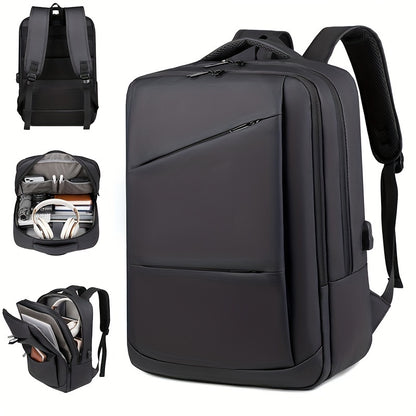 Stylish Men's Business Backpack - Large Capacity, Multi-Layer with Zippers, Durable Oxford Material, Perfect for Daily Commute & School