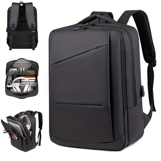 Stylish Men's Business Backpack - Large Capacity, Multi-Layer with Zippers, Durable Oxford Material, Perfect for Daily Commute & School