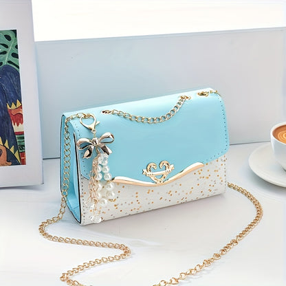 A Festive Mini Shoulder Bag with Shiny Details - Made of PU Material, Lightweight, Featuring an Adjustable Strap And Magnetic Closure, Perfect for Gifting to Family And Friends During The Holidays.