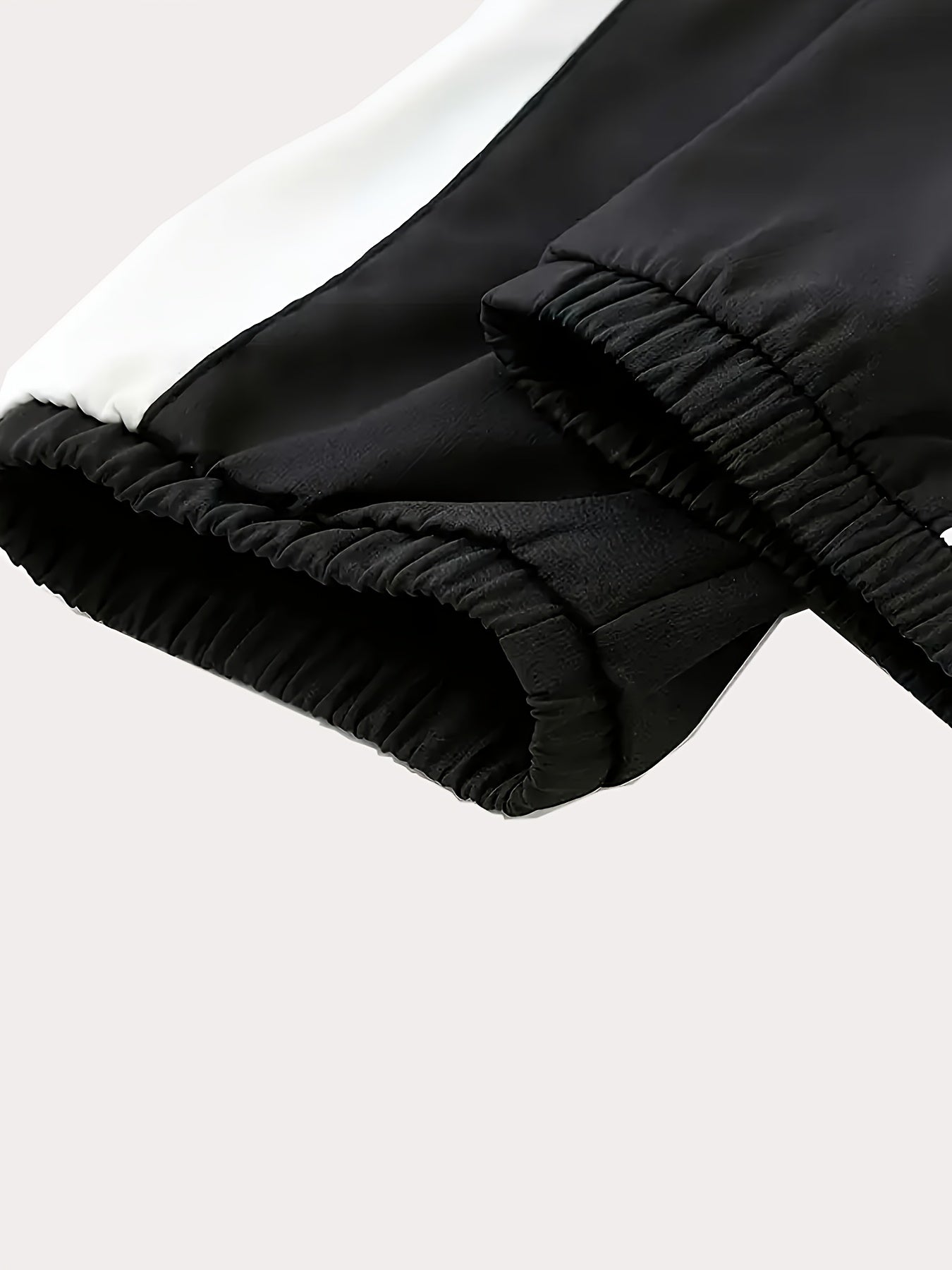 Unisex Sportswear Set for Spring And Autumn, Featuring a Zip-Up Jacket with a Stand Collar And Striped Long Pants in Black And White, a Stylish Outfit That Makes a Great Gift, Sweat-Resistant, Hand Wash Only, Workout Accessor