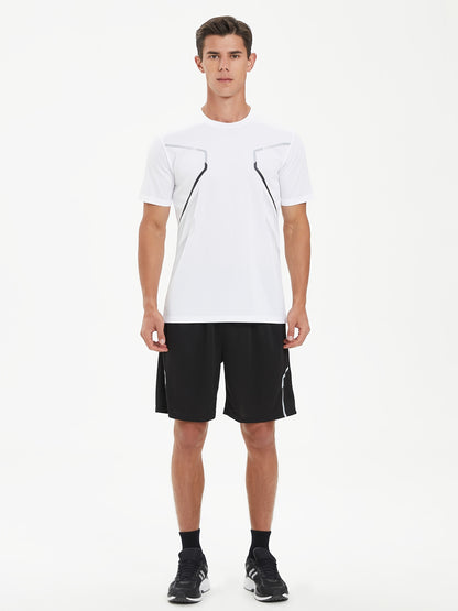 Men'S Lightweight Running Set - Breathable, Quick-Dry Athletic Wear with Zipper Pockets, Ideal for Outdoor Fitness & Training, Casual Sportswear|Casual Sportswear, Athletic Wear