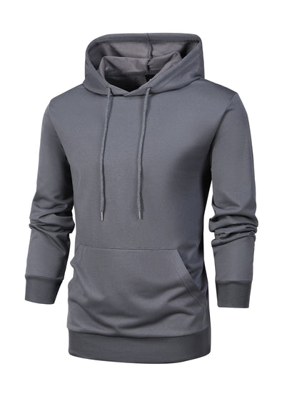 1set Men'S Casual Sports Suit, Polyester Hooded Sweatshirt and Jogger Pants Set, Solid Color, Elastic Waist, Cuffed Ankles, Knit Pullover with Pockets, Regular Fit for Outdoor Running and Jogging - Spring/Autumn Collection