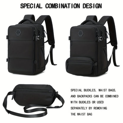 Travel Backpack for Men, Airline-Approved Carry-On Luggage, 15.6-Inch Laptop Business Bag, Weekend Leisure Hiking and Casual Daypack