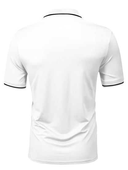 Pearson OBM Men'S Classic Breathable Knit Polyester Polo Shirt - Casual Style, Solid Color, Regular Fit with Slight Stretch, Summer Collared Top with Button Detail