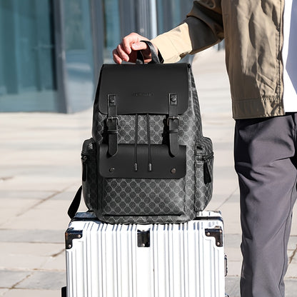 Men'S Stylish Black Synthetic Backpack with "LOOK" Print - Large Capacity, Double-Shoulder Design, Multiple Compartments, Perfect for Business Travel & Casual Outings, Business Backpack | Trendy Backpack | Secure Zipper Closu