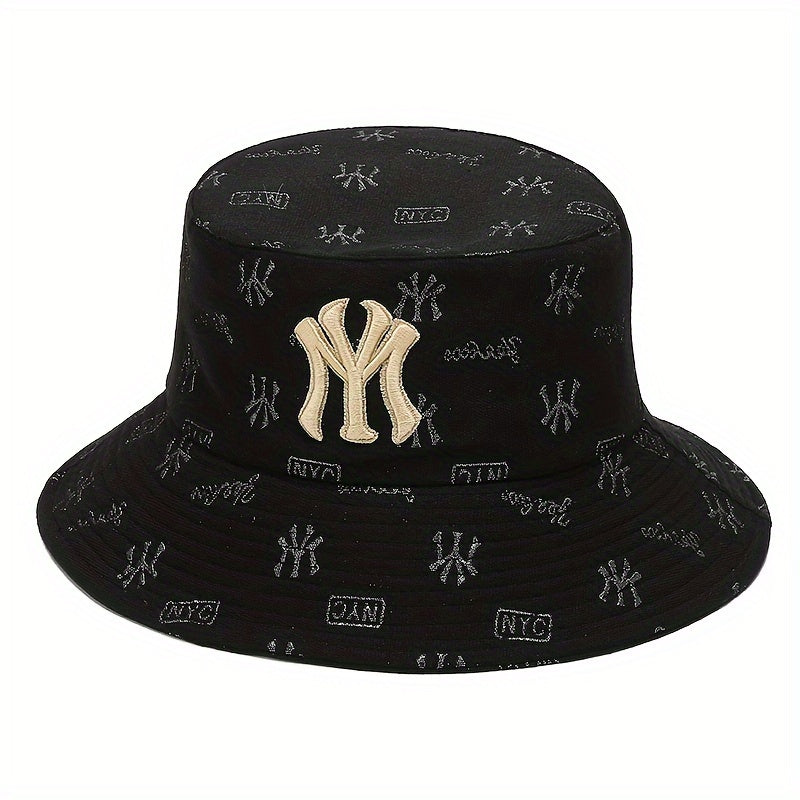1pc Unisex Trendy Bucket Hat With Letters Pattern, Sun Protection Casual Hat, Suitable For Daily Wear And Vocation