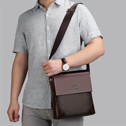 Men'S Stylish Casual Shoulder Crossbody Bag, Small Faux Leather Satchel.