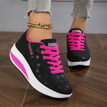 Women's Fashion Sneakers - Low-Top Lace-Up Casual Shoes with Synthetic Cover Upper, Breathable Fabric Lining & MD Cushioned Sole for All-Day Comfort - All-Season Versatile Wear, Everyday Comfort Footwear, Sleek Shoe Design, S