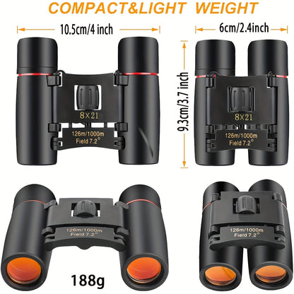 Mini Binoculars 8x21 HD Compact Folding Telescope for Birdwatching, Travelling, Hiking, Sightseeing, Outdoor, Adults Gift for Thanksgiving day, Christmas. Xmas, Halloween