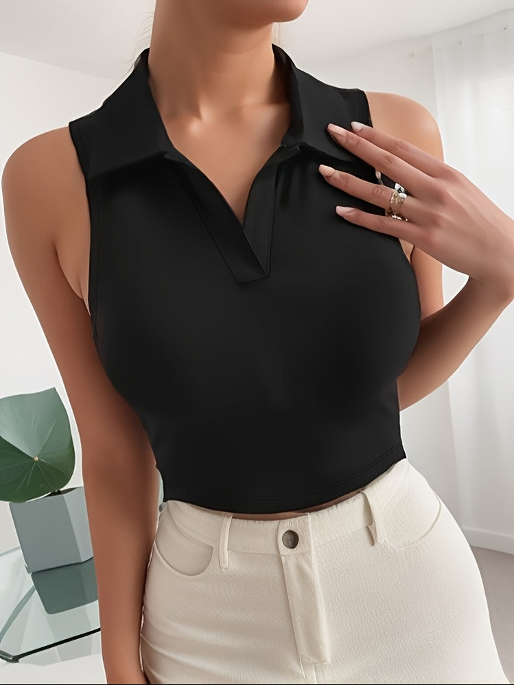 Women's Fashion Casual Sports Yoga Running Short Top with Elastic Neckline and Belly Button
