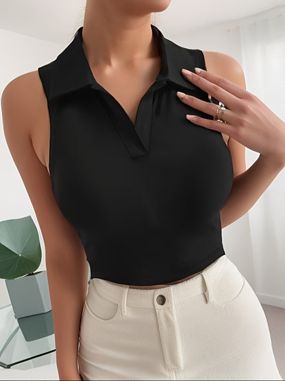 Women's Fashion Casual Sports Yoga Running Short Top with Elastic Neckline and Belly Button