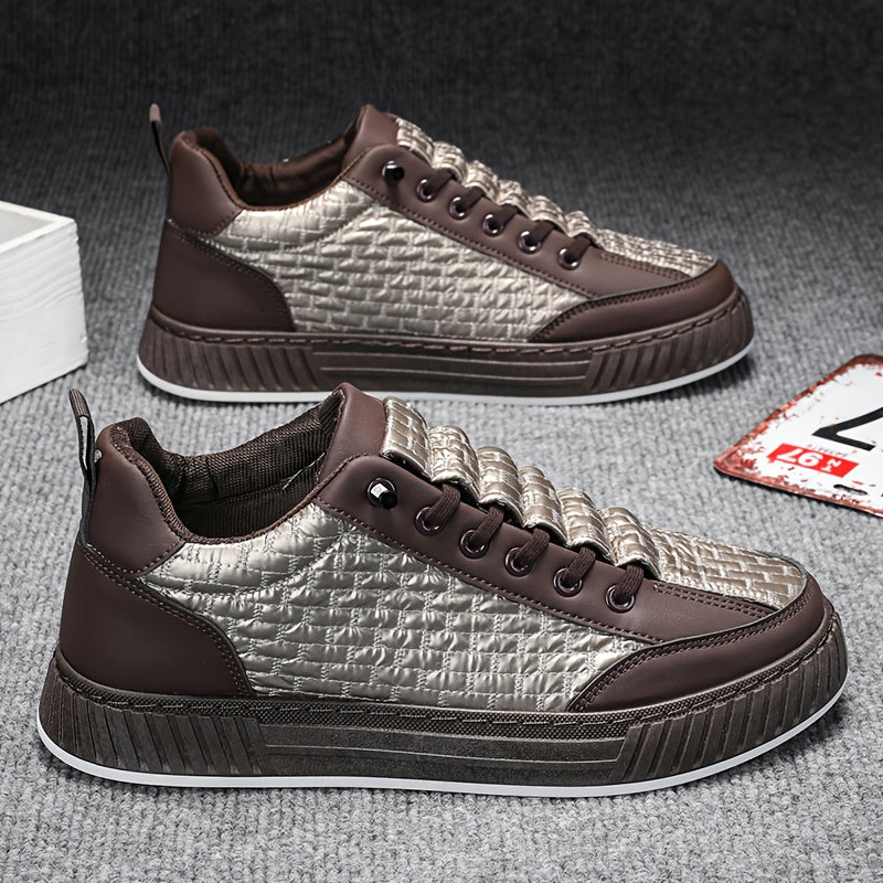 [Urban Appeal] Trendy Solid Color Low Top Sneakers, All-Season Lace-Up Casual Shoes with Faux Upper, Fabric Inner, Rubber Sole, and Comfortable Cloth Insole, Versatile Trainers | Modern Sneakers | Durable Rubber Sole