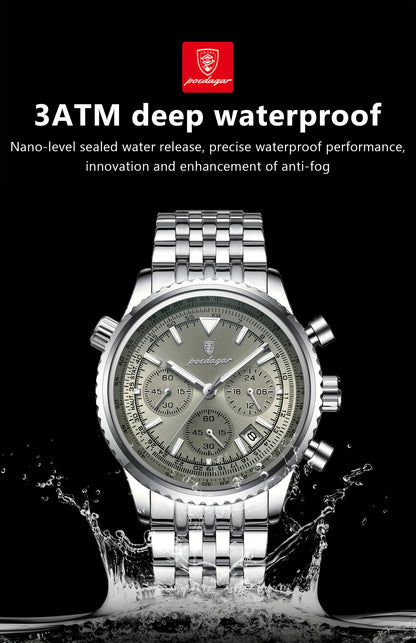 POEDAGAR New waterproof luminous calendar stainless steel ultra-thin Men's watch fashion students Korean business luxury youth chronograph quartz wristwatch., Perfect for Thanksgiving