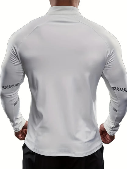 Men'S Ultra-Breathable UV Protection Long Sleeve Zip Neck Jacket, Quick-Dry Lightweight, for Intense Basketball, Cycling, Hiking & All-Outdoor Adventures