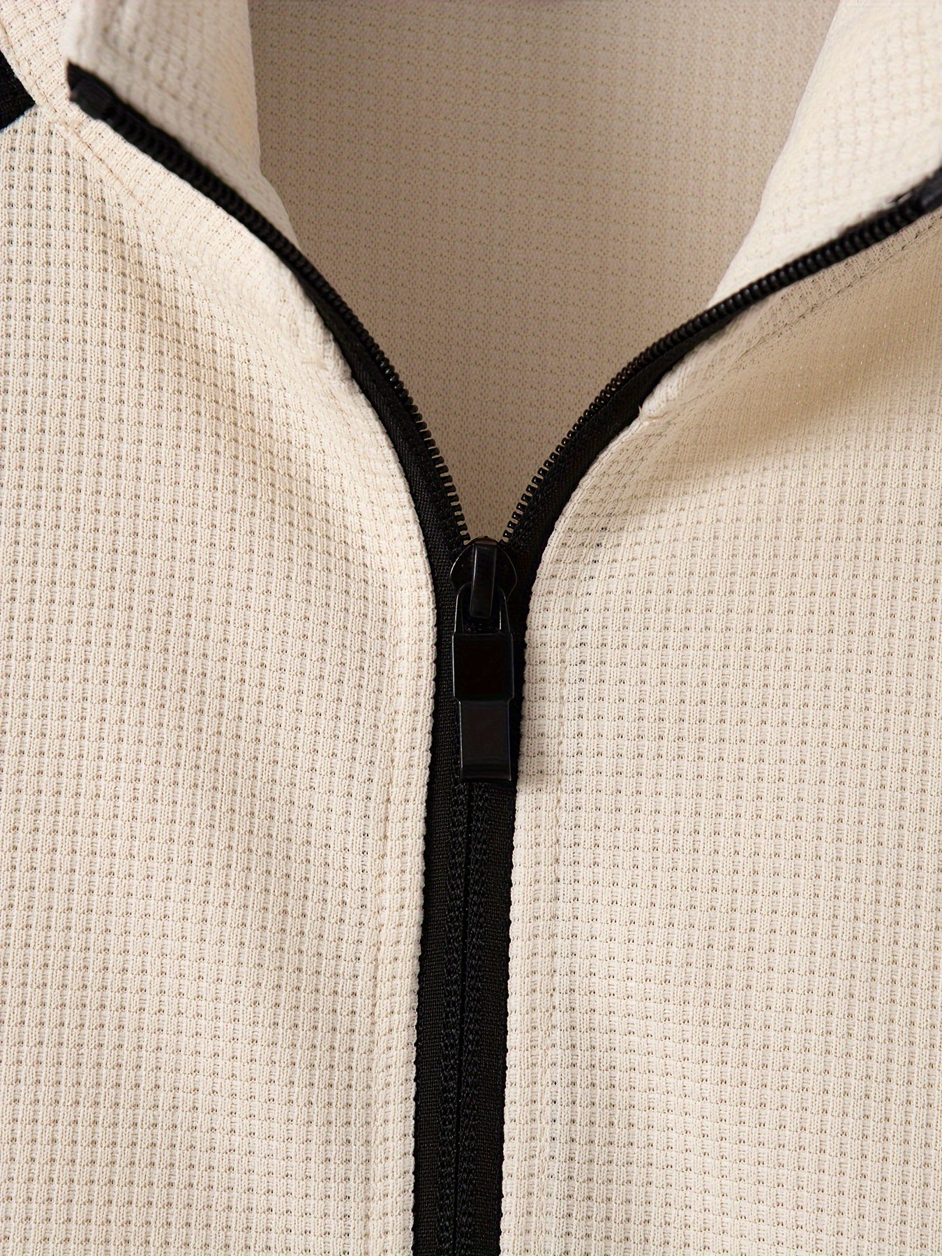 Men's Sporty Color Block Zip-Up Jacket & Joggers Set - Polyester Blend, Perfect for Spring/Fall