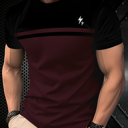 Men'S Casual 3DT-Shirt - Black & Red Striped Design, Short Sleeve, Round Neck, Regular Fit, All-Season Comfort, Comfortable Clothing | Stylish Striped Shirt | Smooth Texture Fabric