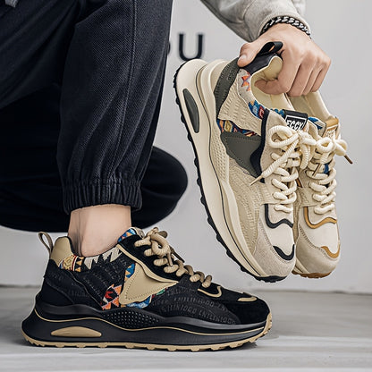 Men's Lightweight Casual Sneakers - Breathable PU Upper, Cushioned PVC Sole, Lace-Up Low-Top Design for Streetwear & Outdoor Comfort - All-Season Versatile Shoes, Everyday Footwear, Sleek Athletic Design, Fabric Lined Interio