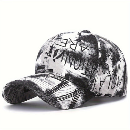 1pc Graffiti Flower Cloth Baseball Cap, Street Trendy Painted Sun Hat