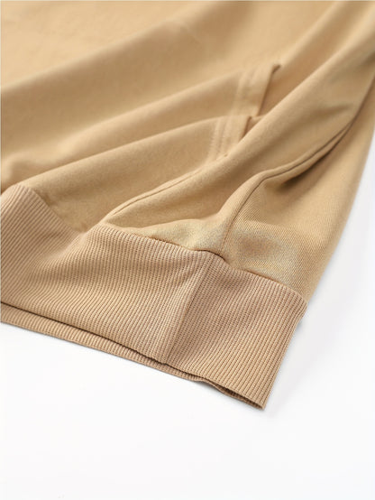 1set Men'S Casual Sports Suit, Polyester Hooded Sweatshirt and Jogger Pants Set, Solid Color, Elastic Waist, Cuffed Ankles, Knit Pullover with Pockets, Regular Fit for Outdoor Running and Jogging - Spring/Autumn Collection