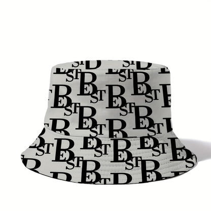 1pc Unisex Bucket Hat with Letter B Print, 100% Polyester, Lightweight, Non-Stretch, Holiday Theme, New Year'S Essential, Outdoor Versatile, Easy to Carry, Woven Craftsmanship, Random Print Pattern