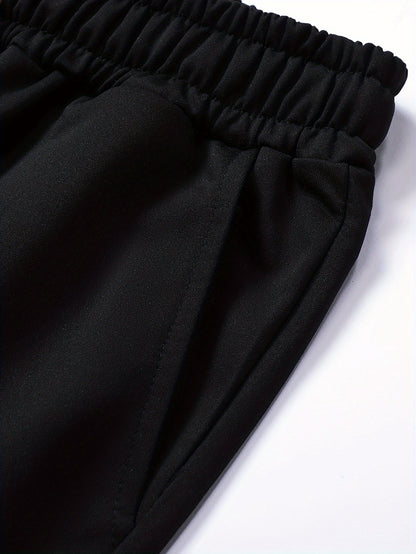 Men's Long Sleeve Hooded Sweatshirt + Threaded Sweatpants Set Spring and Autumn Solid Color Pullover Regular Long Sleeve T-shirt and Pants Belt Drawstring Casual Sports Trousers Two-piece Set