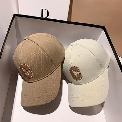 3pcs Unisex Baseball Caps with Embroidered 'C' Logo - Adjustable Snapback,, Breathable Mesh Back for Outdoor Sports, Travel & Valentine's Day (Black/Beige/White), Baseball Hat, Casual Headwear, Stylish Headgear, Sleek Cap Des