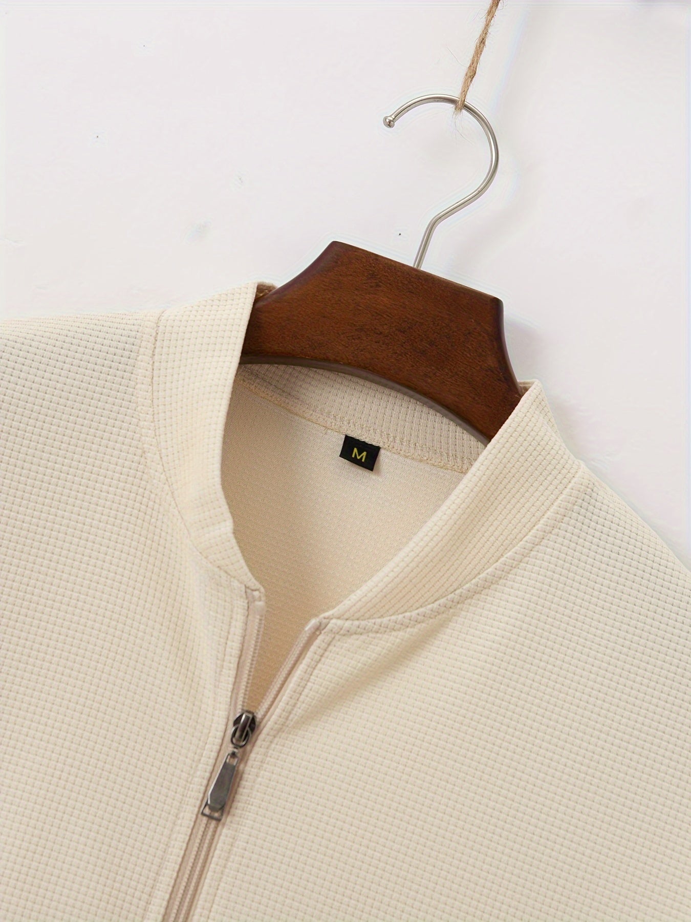 Baseball Collar Jacket and Pants Set in Waffle Fabric