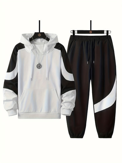 Men's Hooded Sweatshirt Set - 2024 New Autumn Casual Sporty Long Sleeve Outfit for Men
