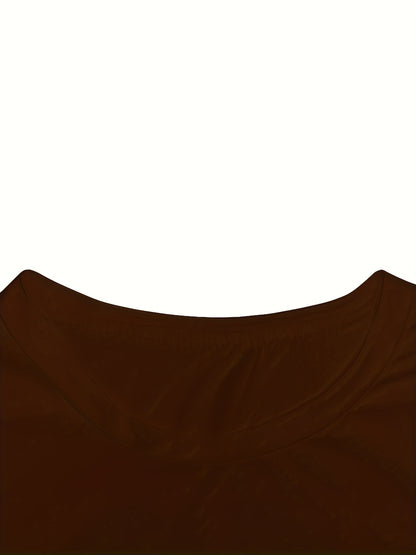 Men'S Brown T-Shirt with ECG Heartbeat Graphic - Casual Streetwear, Short Sleeve, Round Neck, Stretch Fabric, All-Season Comfort, Casual Streetwear Tee | Round Neck Tshirt | Comfortable Fit