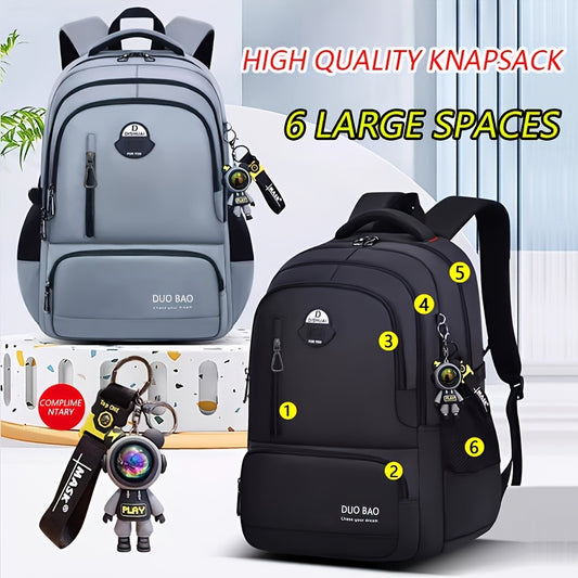 1pc DUO BAO High-Quality Knapsack - Stylish Gray & Black Backpack with 6 Large Compartments, Durable Oxford Fabric, Ideal for School, Travel, and Fitness, Casual Style, Travel Backpack | Stylish Backpack | Durable Backpack