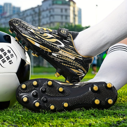 Boys' and Girls' Black and Blue Soccer Cleats with "BAGGIES" Logo - Lightweight, Breathable, Round Toe, Easy Closure, Rubber Base for Outdoor Football, Soccer Boots|Stylish Soccer Shoes|Easy Closure