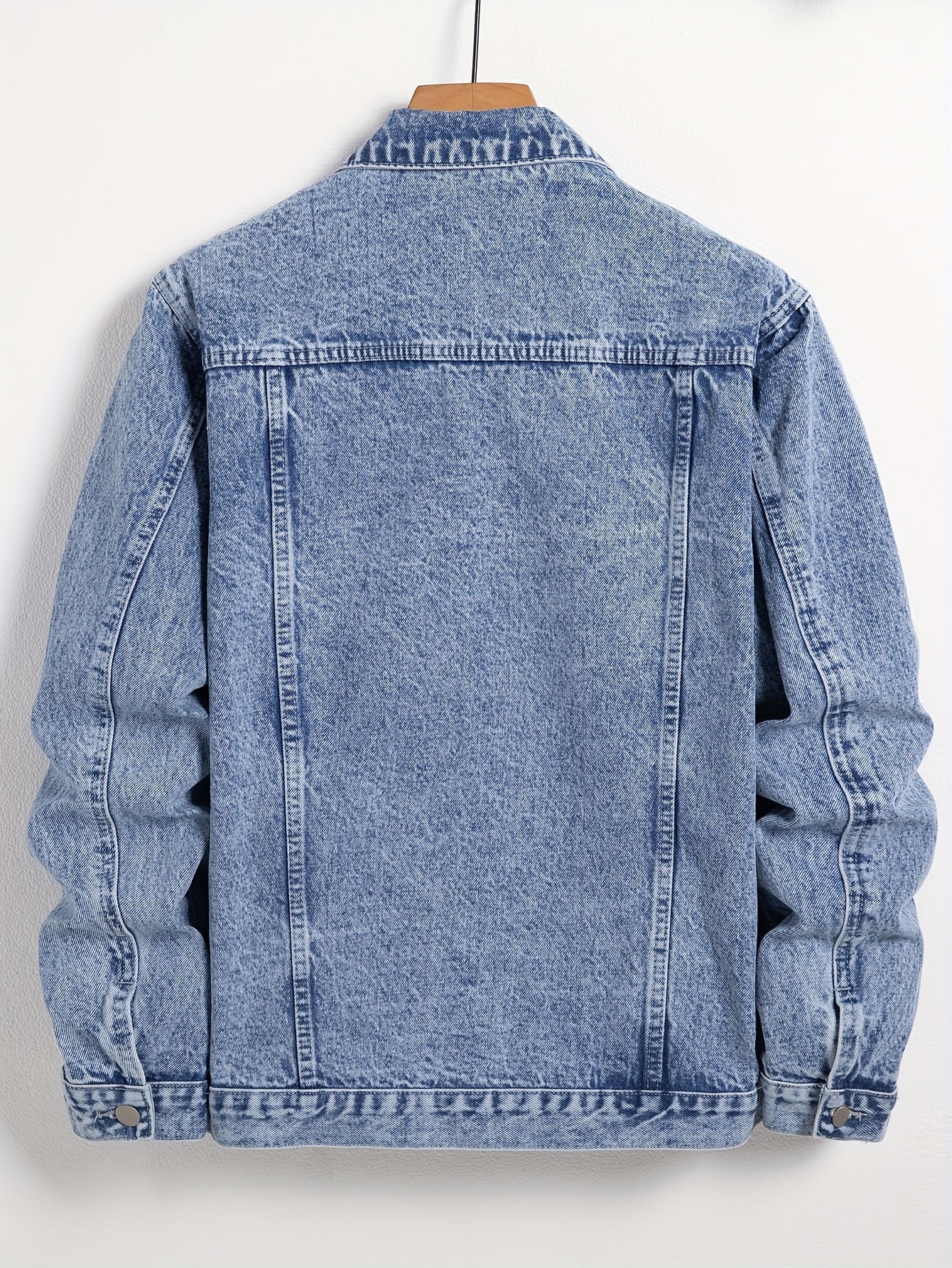 Men's Denim Jacket, Turn-Down Collar, Regular Fit Classic Design Denim Coat For Spring & Autumn