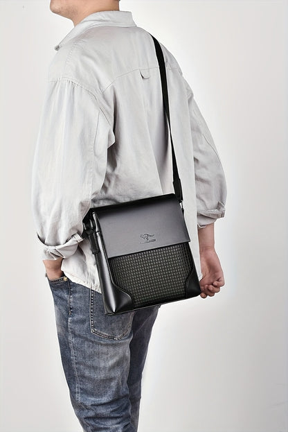 Men'S Stylish Casual Shoulder Crossbody Bag, Small Faux Leather Satchel.