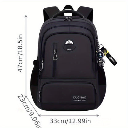 1pc DUO BAO High-Quality Knapsack - Stylish Gray & Black Backpack with 6 Large Compartments, Durable Oxford Fabric, Ideal for School, Travel, and Fitness, Casual Style, Travel Backpack | Stylish Backpack | Durable Backpack
